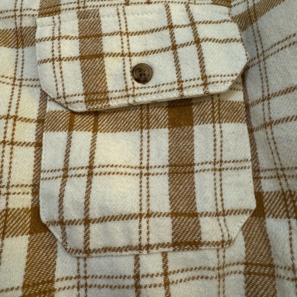 Billabong Cream and Brown Striped Button Flannel Size S - Picture 4 of 5